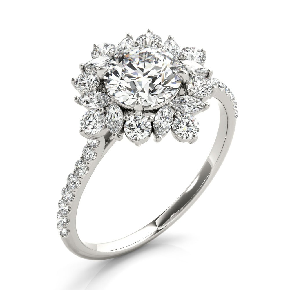 Single Row Round Halo Engagement Ring - Diamonds By Rothschild