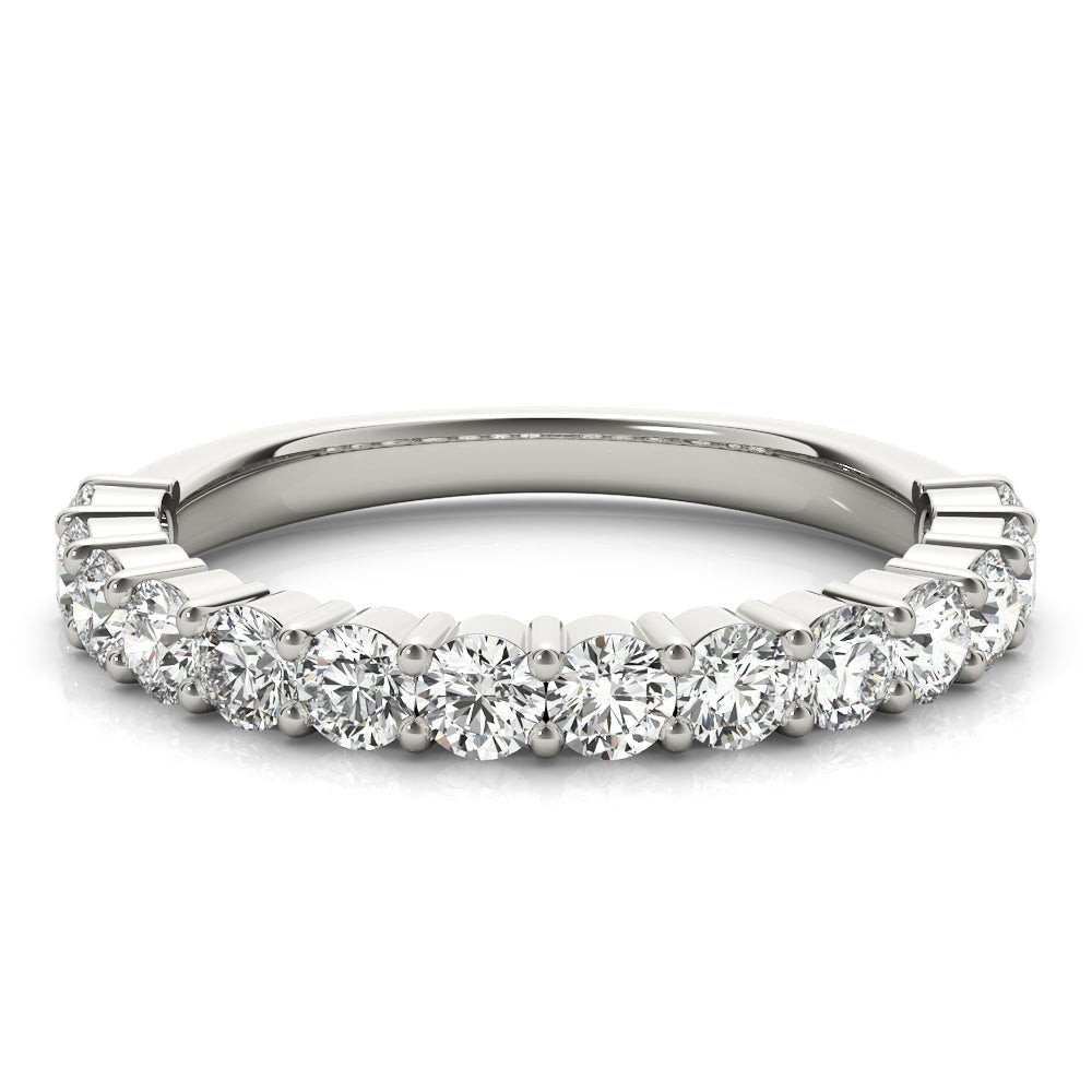 Sophisticated & Stylish Prong Set Round Cut Diamond Pavé Wedding Band - Diamonds By Rothschild
