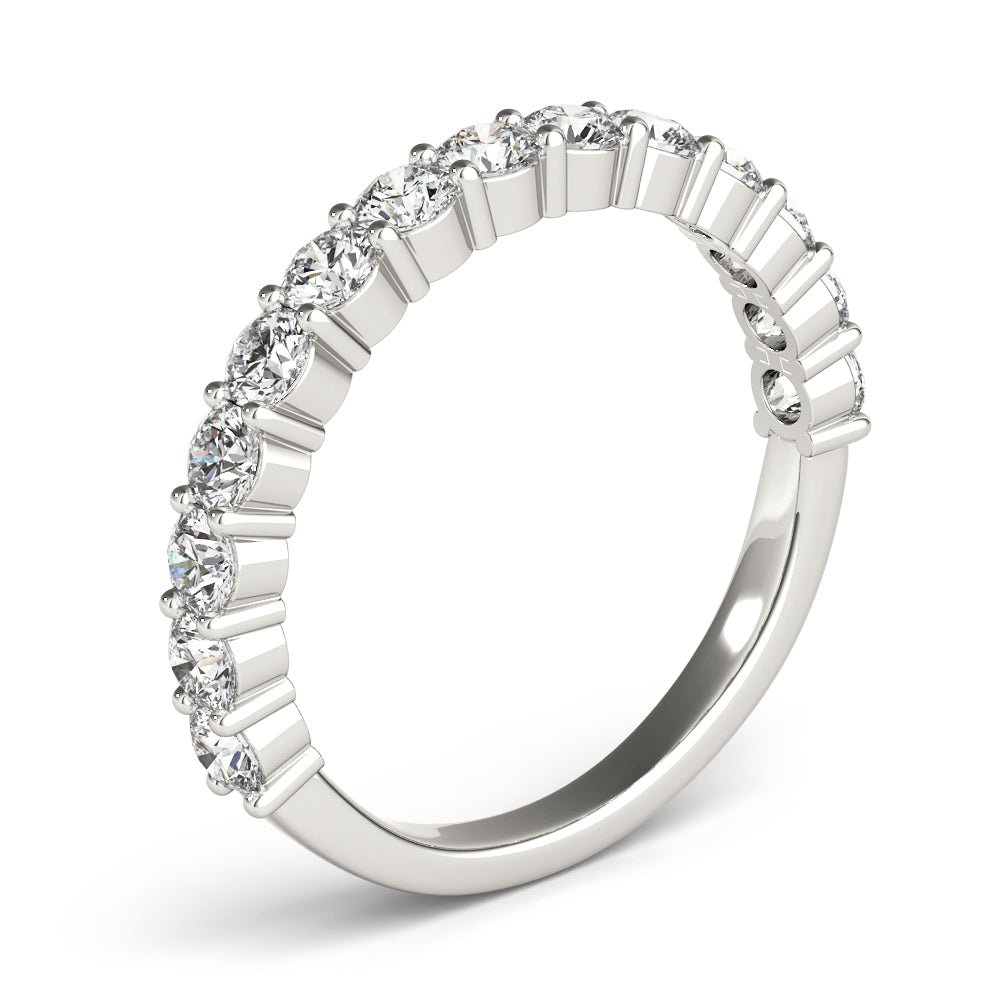 Sophisticated & Stylish Prong Set Round Cut Diamond Pavé Wedding Band - Diamonds By Rothschild