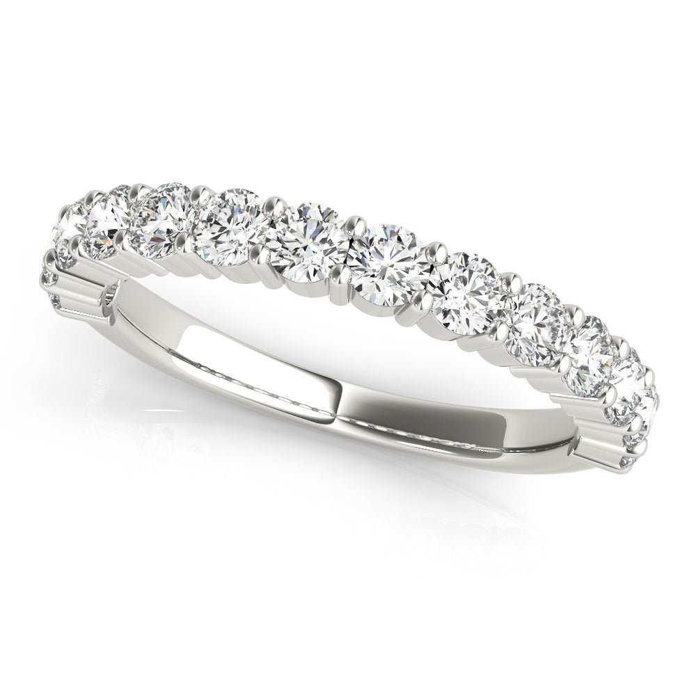 Sophisticated & Stylish Prong Set Round Cut Diamond Pavé Wedding Band - Diamonds By Rothschild