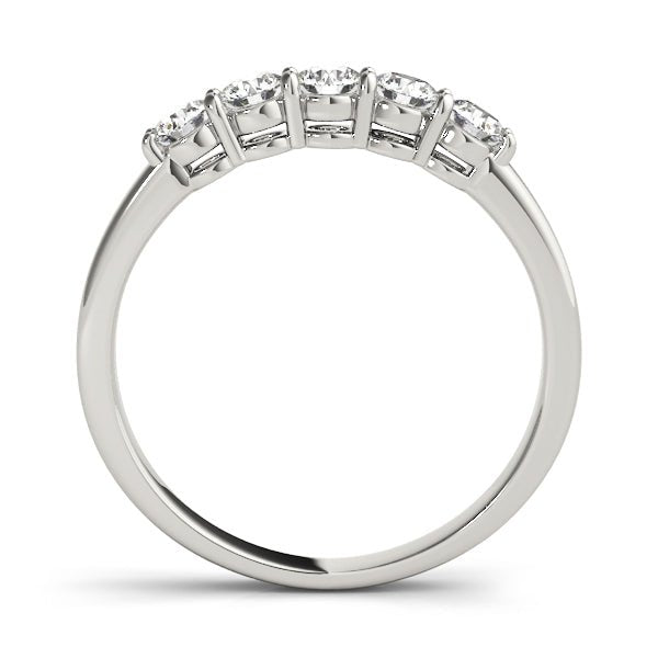 Sparkling 5 Stone Round Diamond Pavé Straight Wedding Band - Diamonds By Rothschild