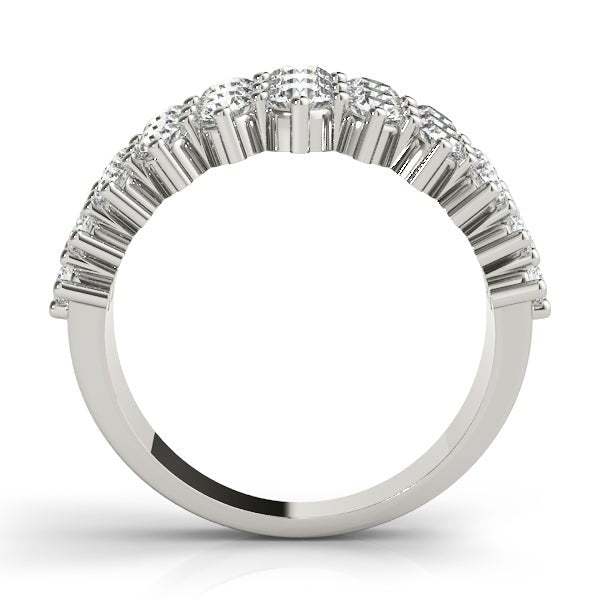 Sparkling & Dazzling 3 Row Prong Set Round Diamond Pavé Wedding Ring - Diamonds By Rothschild