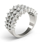 Sparkling & Dazzling 3 Row Prong Set Round Diamond Pavé Wedding Ring - Diamonds By Rothschild