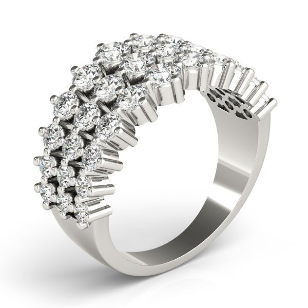 Sparkling & Dazzling 3 Row Prong Set Round Diamond Pavé Wedding Ring - Diamonds By Rothschild