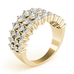 Sparkling & Dazzling 3 Row Prong Set Round Diamond Pavé Wedding Ring - Diamonds By Rothschild