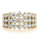 Sparkling & Dazzling 3 Row Prong Set Round Diamond Pavé Wedding Ring - Diamonds By Rothschild