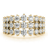 Sparkling & Dazzling 3 Row Prong Set Round Diamond Pavé Wedding Ring - Diamonds By Rothschild