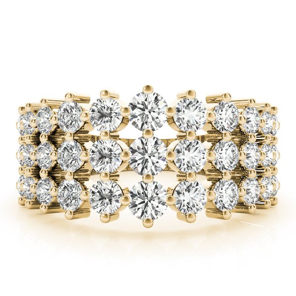 Sparkling & Dazzling 3 Row Prong Set Round Diamond Pavé Wedding Ring - Diamonds By Rothschild