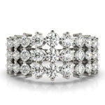 Sparkling & Dazzling 3 Row Prong Set Round Diamond Pavé Wedding Ring - Diamonds By Rothschild