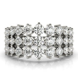 Sparkling & Dazzling 3 Row Prong Set Round Diamond Pavé Wedding Ring - Diamonds By Rothschild