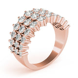Sparkling & Dazzling 3 Row Prong Set Round Diamond Pavé Wedding Ring - Diamonds By Rothschild