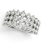 Sparkling & Dazzling 3 Row Prong Set Round Diamond Pavé Wedding Ring - Diamonds By Rothschild