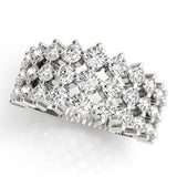 Sparkling & Dazzling 3 Row Prong Set Round Diamond Pavé Wedding Ring - Diamonds By Rothschild