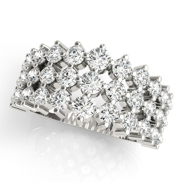 Sparkling & Dazzling 3 Row Prong Set Round Diamond Pavé Wedding Ring - Diamonds By Rothschild
