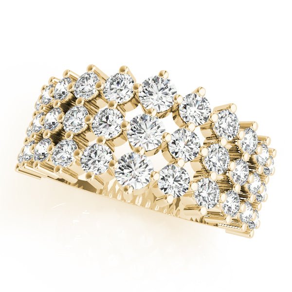 Sparkling & Dazzling 3 Row Prong Set Round Diamond Pavé Wedding Ring - Diamonds By Rothschild