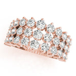 Sparkling & Dazzling 3 Row Prong Set Round Diamond Pavé Wedding Ring - Diamonds By Rothschild