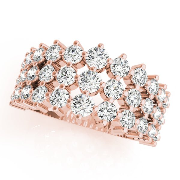 Sparkling & Dazzling 3 Row Prong Set Round Diamond Pavé Wedding Ring - Diamonds By Rothschild