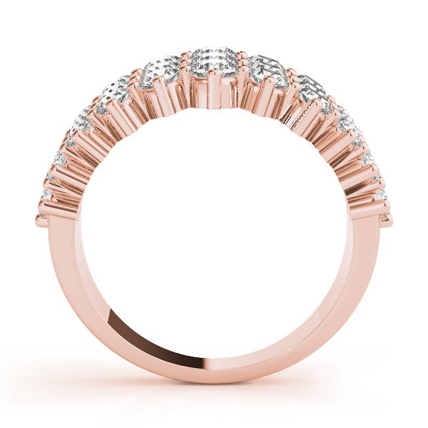 Sparkling & Dazzling 3 Row Prong Set Round Diamond Pavé Wedding Ring - Diamonds By Rothschild