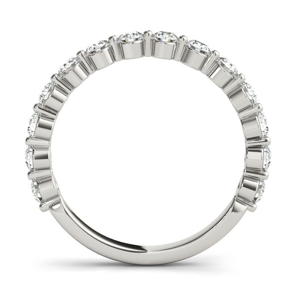 Sparkling Single Prong Round Diamond Pavé Wedding Band - Diamonds By Rothschild
