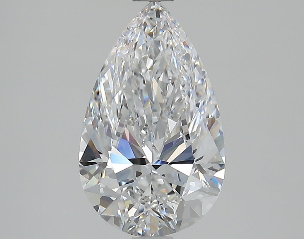 2 Carat Pear Shape Cut Natural Diamond - D VVS2 - 2.01ct - EX Cut Grade