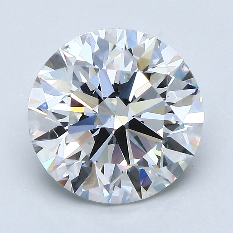 2.5 Carat Round Cut Natural Diamond - D SI1 - 2.52ct - EX Cut Grade