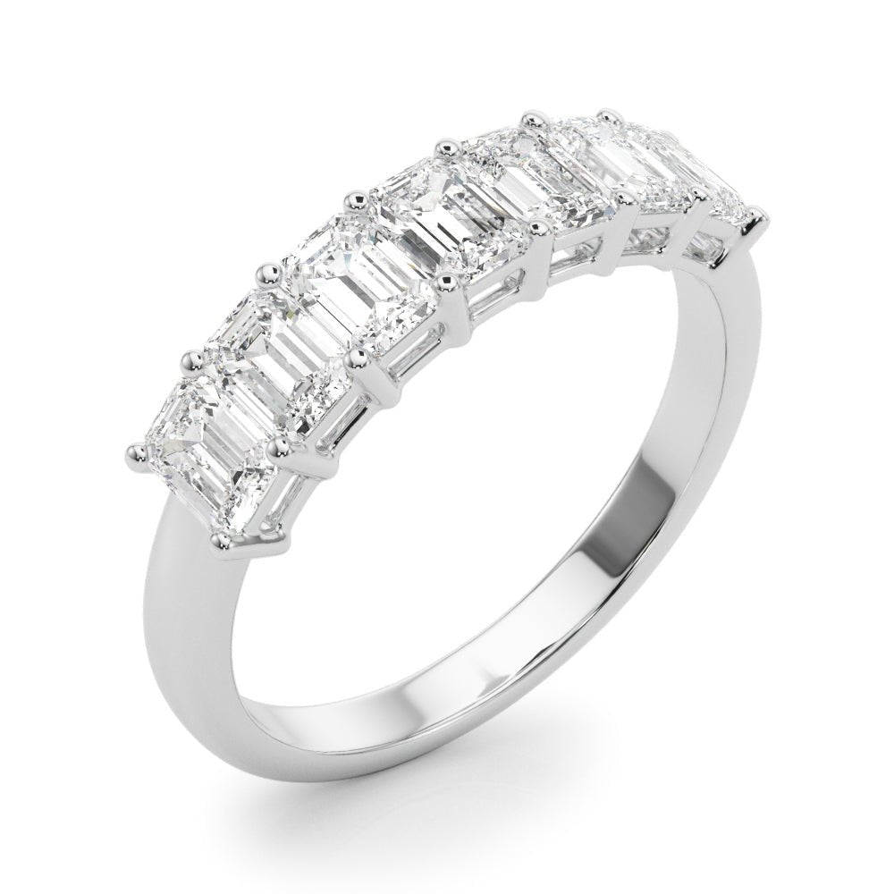 Stunning 7 Stone Shared Prong Emerald Diamond Wedding Ring - Diamonds By Rothschild