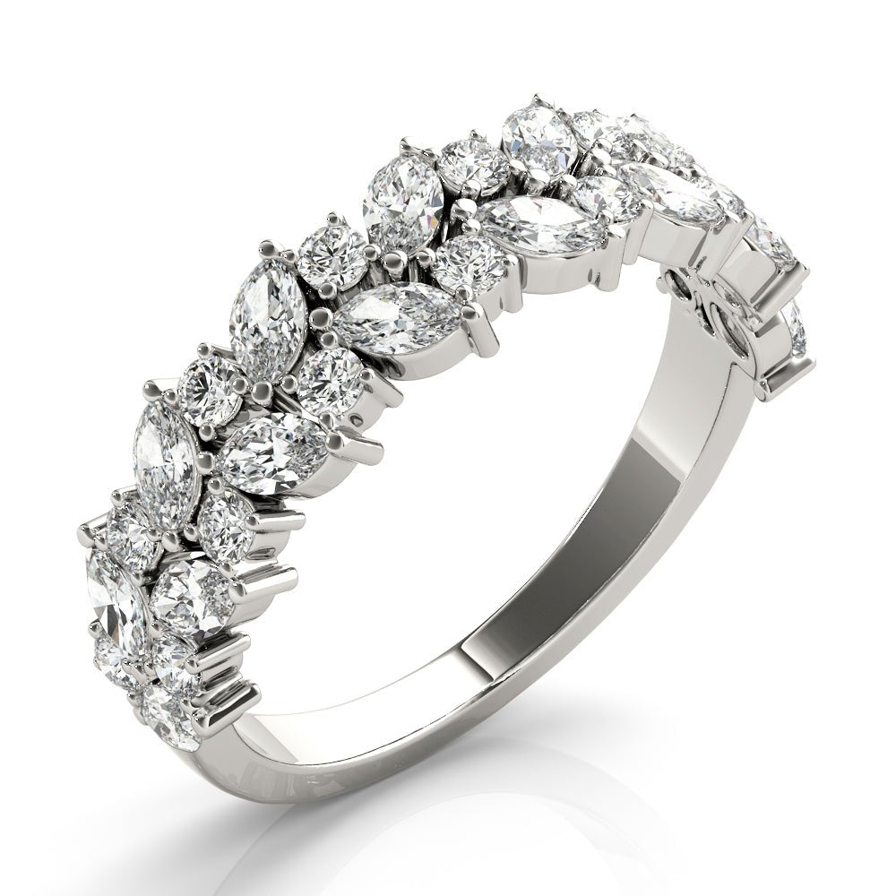 Stunning Two Row Round & Marquise Diamond Pavé Wedding Ring - Diamonds By Rothschild