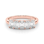 Stylish 5 Stone Shared Prong Emerald Cut Diamond Wedding Ring - Diamonds By Rothschild