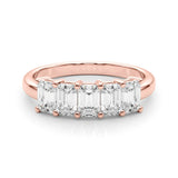 Stylish 5 Stone Shared Prong Emerald Cut Diamond Wedding Ring - Diamonds By Rothschild