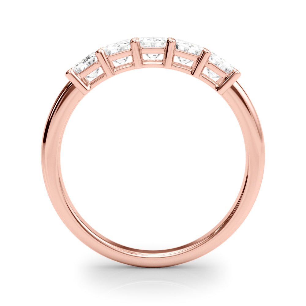 Stylish 5 Stone Shared Prong Emerald Cut Diamond Wedding Ring - Diamonds By Rothschild