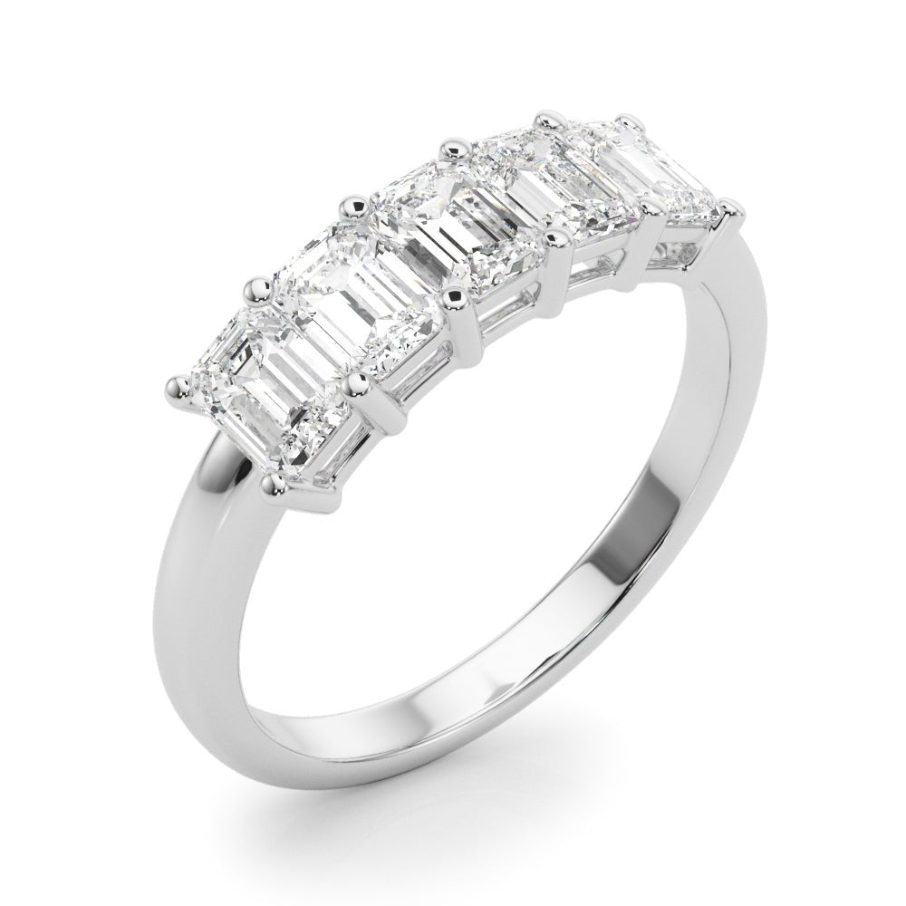 Stylish 5 Stone Shared Prong Emerald Cut Diamond Wedding Ring - Diamonds By Rothschild