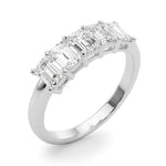 Stylish 5 Stone Shared Prong Emerald Cut Diamond Wedding Ring - Diamonds By Rothschild