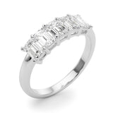 Stylish 5 Stone Shared Prong Emerald Cut Diamond Wedding Ring - Diamonds By Rothschild