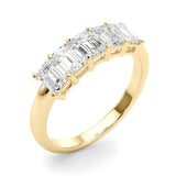 Stylish 5 Stone Shared Prong Emerald Cut Diamond Wedding Ring - Diamonds By Rothschild