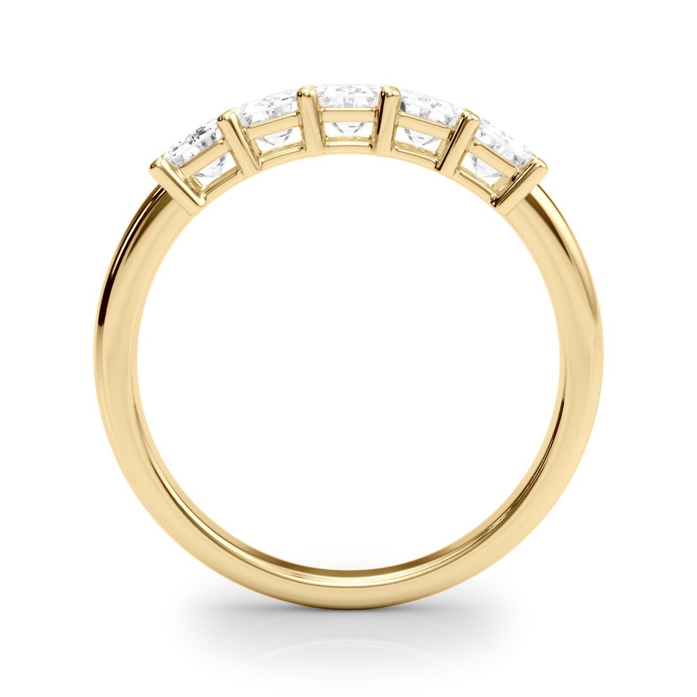 Stylish 5 Stone Shared Prong Emerald Cut Diamond Wedding Ring - Diamonds By Rothschild