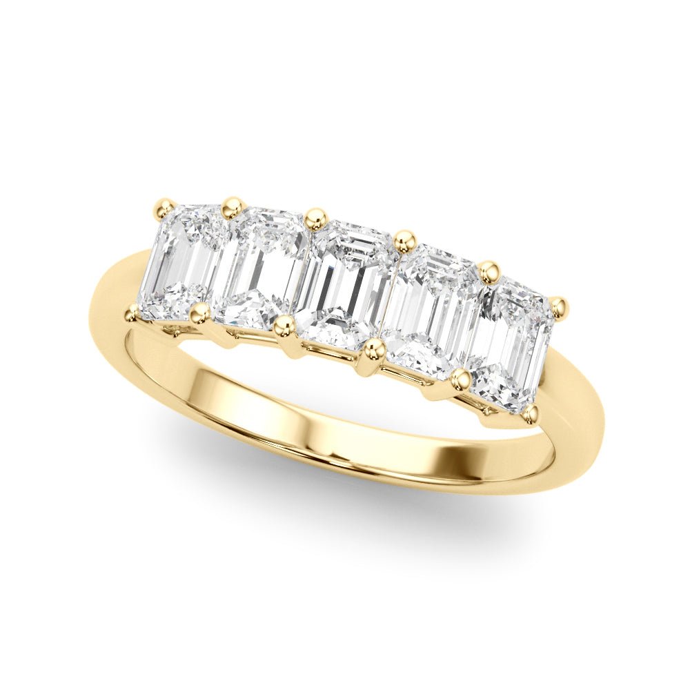 Stylish 5 Stone Shared Prong Emerald Cut Diamond Wedding Ring - Diamonds By Rothschild