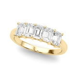 Stylish 5 Stone Shared Prong Emerald Cut Diamond Wedding Ring - Diamonds By Rothschild