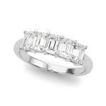 Stylish 5 Stone Shared Prong Emerald Cut Diamond Wedding Ring - Diamonds By Rothschild