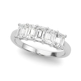 Stylish 5 Stone Shared Prong Emerald Cut Diamond Wedding Ring - Diamonds By Rothschild