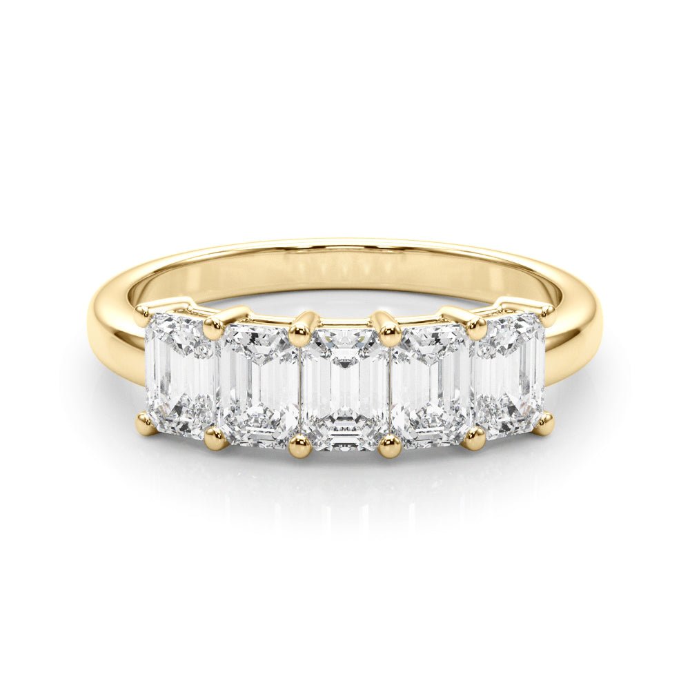 Stylish 5 Stone Shared Prong Emerald Cut Diamond Wedding Ring - Diamonds By Rothschild