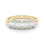Stylish 5 Stone Shared Prong Emerald Cut Diamond Wedding Ring - Diamonds By Rothschild