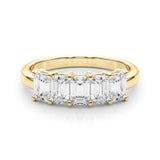 Stylish 5 Stone Shared Prong Emerald Cut Diamond Wedding Ring - Diamonds By Rothschild