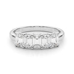 Stylish 5 Stone Shared Prong Emerald Cut Diamond Wedding Ring - Diamonds By Rothschild