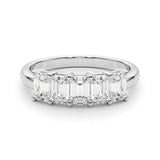 Stylish 5 Stone Shared Prong Emerald Cut Diamond Wedding Ring - Diamonds By Rothschild