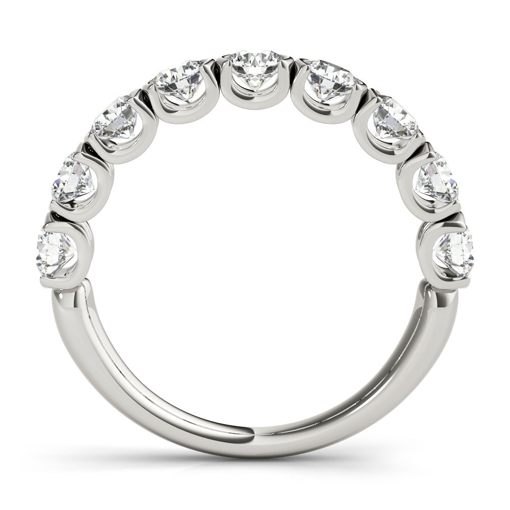 Stylish, Unique 9 Stone U - Prong Pavé Diamond Wedding Band - Diamonds By Rothschild
