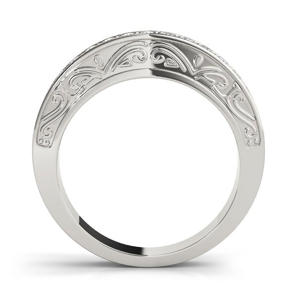 Stylish, Vintage Patterned Channel Pavé Diamond Wedding Ring - Diamonds By Rothschild