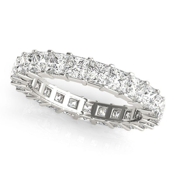 Sublime Square Cut Diamond Prong Set Pavé Eternity Wedding Band - Diamonds By Rothschild