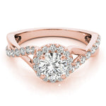 Twisted Pavé Shank Round Center Halo Engagement Ring - Diamonds By Rothschild