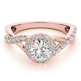 Twisted Pavé Shank Round Center Halo Engagement Ring - Diamonds By Rothschild