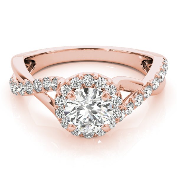Twisted Pavé Shank Round Center Halo Engagement Ring - Diamonds By Rothschild